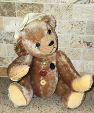 Vintage Knickerbocker Mohair Teddy Bear with Hat PATCHES 15"