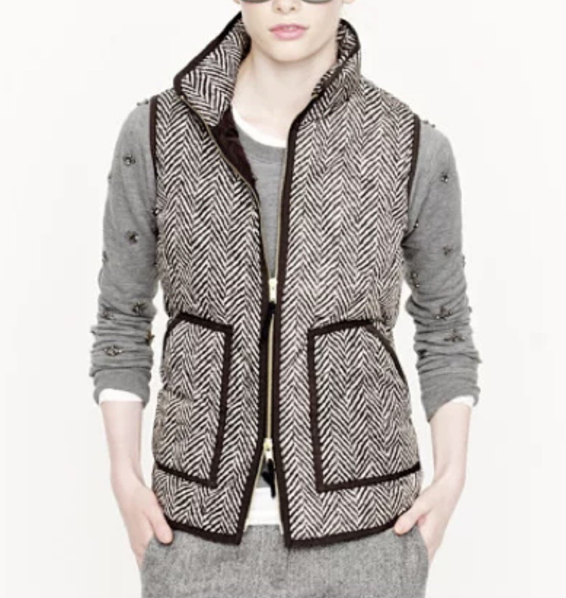 美品★ HERRINGBONE LONG JACKET VEST Ireland Wool Tweed Gilet Vest Green | The Shepherd's Knot