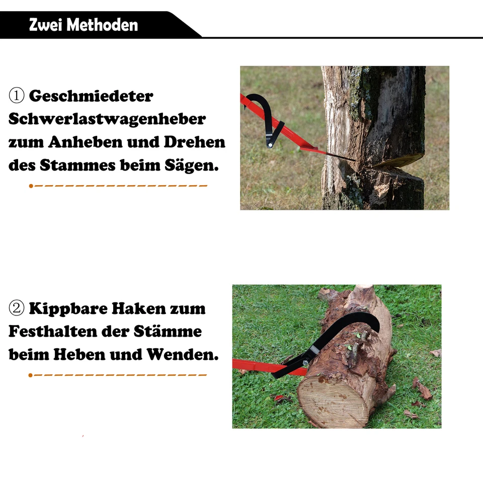 130cm Stammheber Fällheber Stammwender Wendehaken Fällhilfe Griff Stahl Rot NEU - Bild 4 von 4