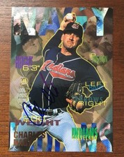 CHARLES NAGY 1995 FLEER AUTOGRAPHED SIGNED AUTO BASEBALL CARD 142 INDIANS