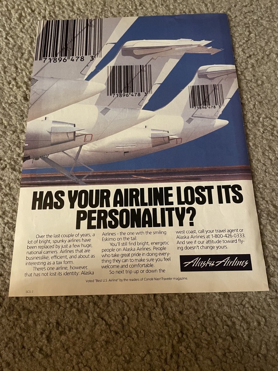 Vintage 1992 ALASKA AIRLINES Print Ad AIRPLANE 1990s “PERSONALITY