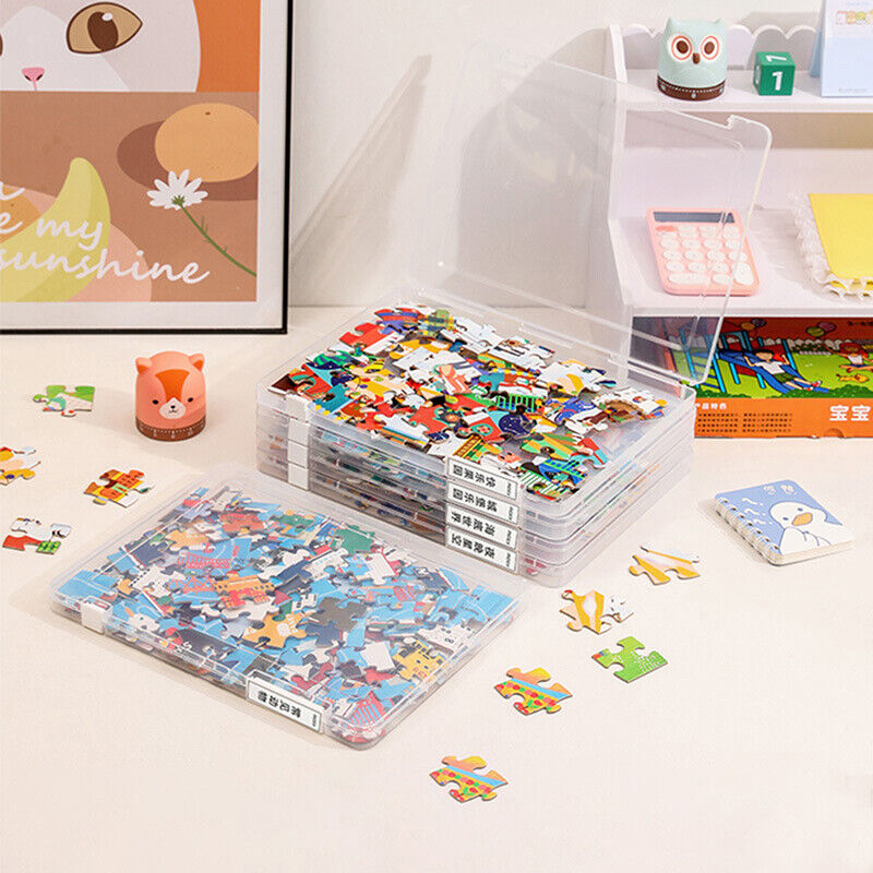 Useful Puzzle Storage Container Plastic Puzzle Organizer with Cover Storing  *oa