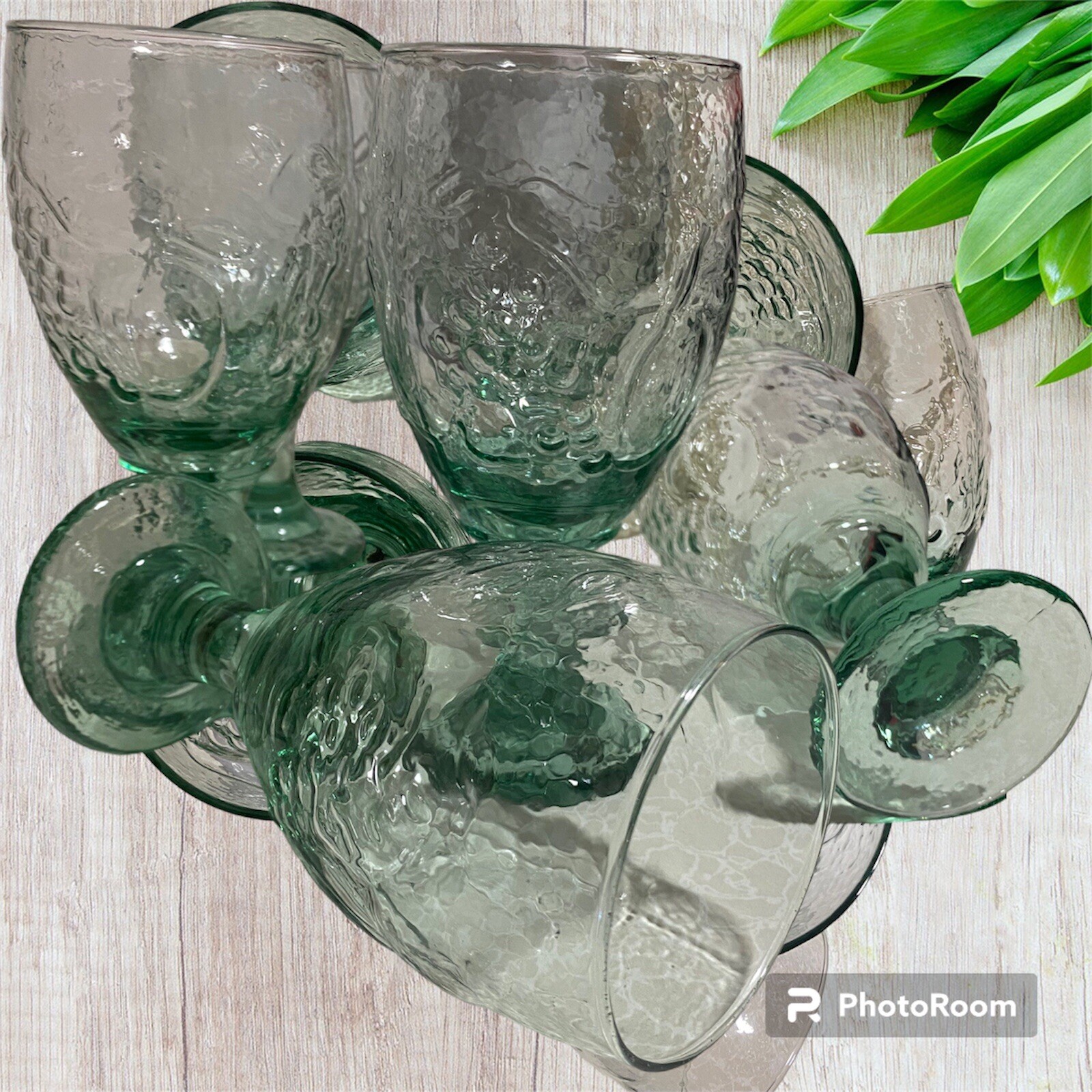 Vintage Libbey Orchard Fruit Green Stemmed Water Goblets Glasses 16 oz SET OF 6 eBay