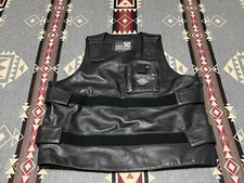 Bikers Dream Leather Vest Black Unisex Sz S/M Adjustable Straps HR