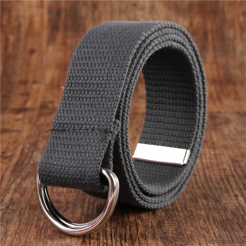 D Shaped Double Ring Buckle Simple Solid Cotton Canvas All-match Canvas Belts - Picture 38 of 42