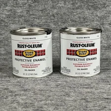 Rust-oleum 7792730 Stops Rust Brush on Paint, Half Pint, Gloss White Lot of 2