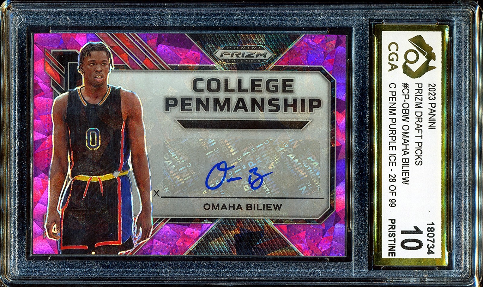 2023-24 Draft Picks College Penmanship Signatures Purple #CP-OBW Omaha Biliew