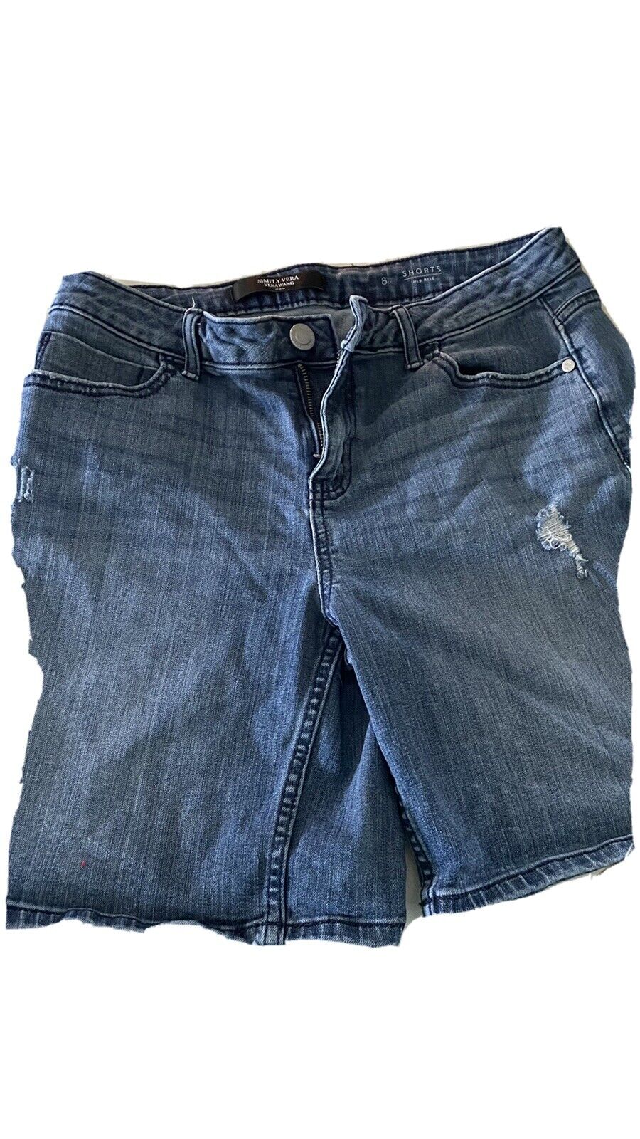 Women's Simply Vera Our Beauty products shop most popular Wang Jean Blue Denim Roll 8 Shorts sz Rise Mid Cuff