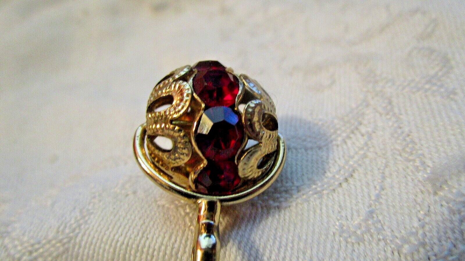 FAB VINTAGE =SINGLE= CUFFLINK Ruby Red RHINESTONE… - image 3