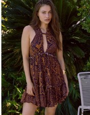 NWT BY ANTHROPOLOGIE Plunge Twist-Back Ruffle Dress Size Large