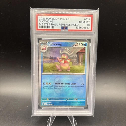 2025 POKEMON PRISMATIC EVOLUTIONS MASTER BALL REVERSE HOLO #019 SLOWKING PSA 10