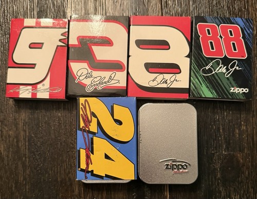 NASCAR Vintage Zippo Colection 6 Piece DaleJr , Dale ,Jeff Gordon , Kasey ,Kevin