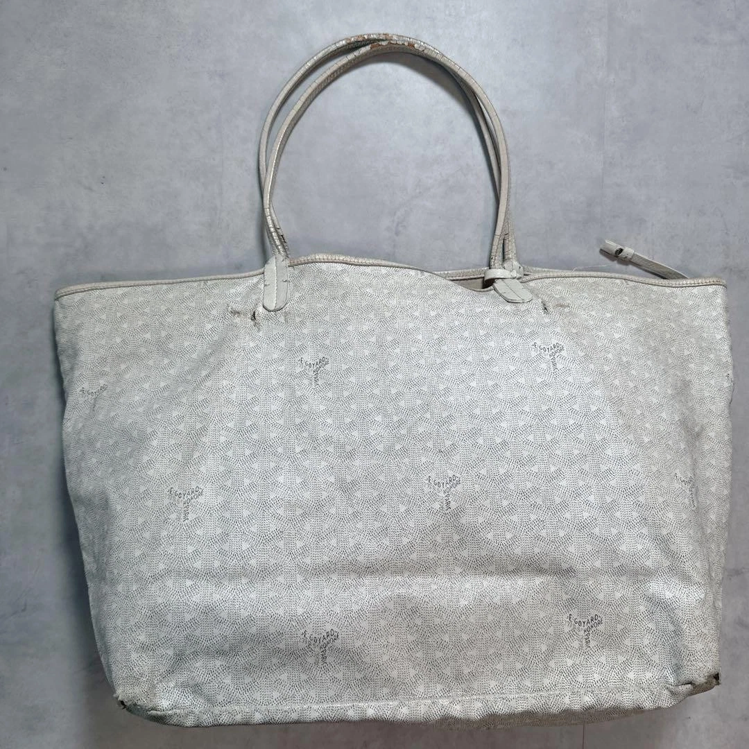 Rara borsa tote GOYARD Saint Louis bianca PVC pelle A4 conservazione usata condizioni