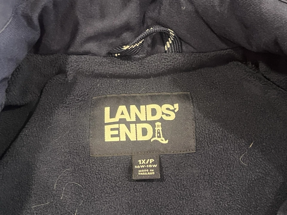 LANDS END Womens Squall Jacket Size XL 16/18 Blue Hooded Waterproof Windproof - Image 4 of 4