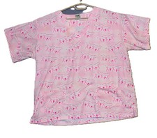 UA Scrubs Pink Ribbon Breast Cancer Awareness Top String of Hope Hearts