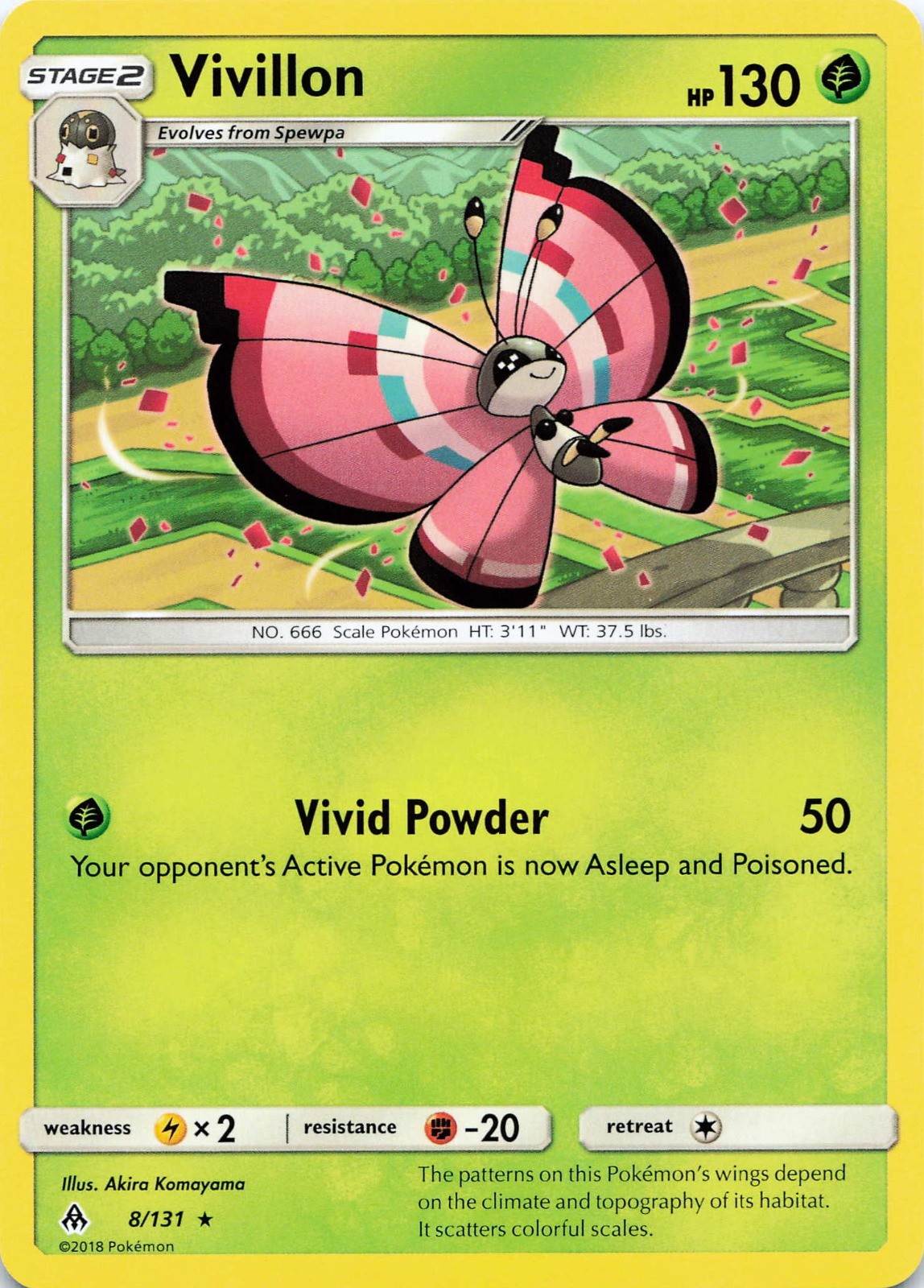 Pokémon TCG Vivillon #8/131 SM - Forbidden Light NM