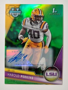 2023 Bowman U Chrome Harold Perkins #41 1st Green Refractor Auto /99 LSU 🟣🟡🐅