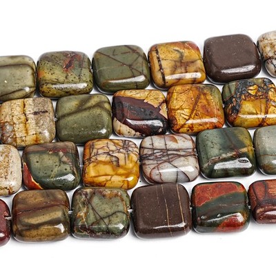 Unique Natural Multicolor Picasso Jasper Square Beads AAA Loose Beads 10MM 12MM
