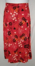 Red Floral Sz Large Casual or Dress Button Up A-Line Midi Skirt SAG HARBOR