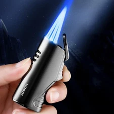 JOBON Metal Triple Torch Jet Flame Butane Cigar Lighter with Cutter Windproof
