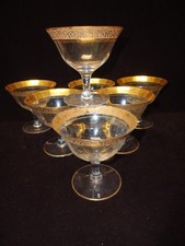 7 Tiffin Franciscan Rambler Rose 3.75 Tall Sherbert Champagne Glasses Clear Ste