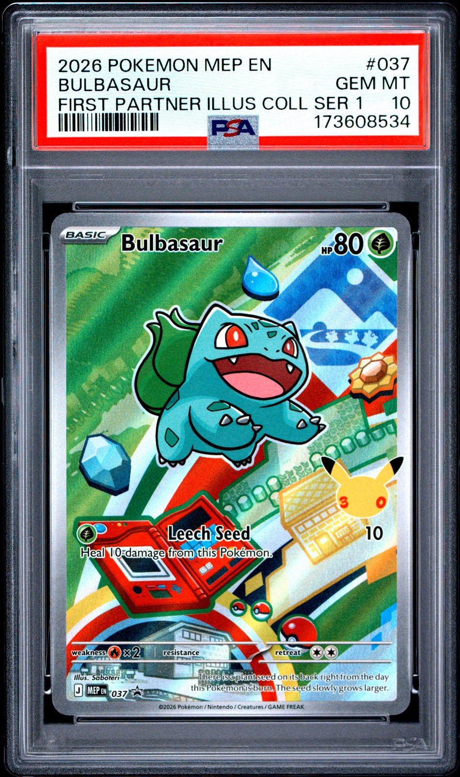 2026 POKEMON MEP EN-ME BLACK STAR PROMO #037 BULBASAUR PSA 10
