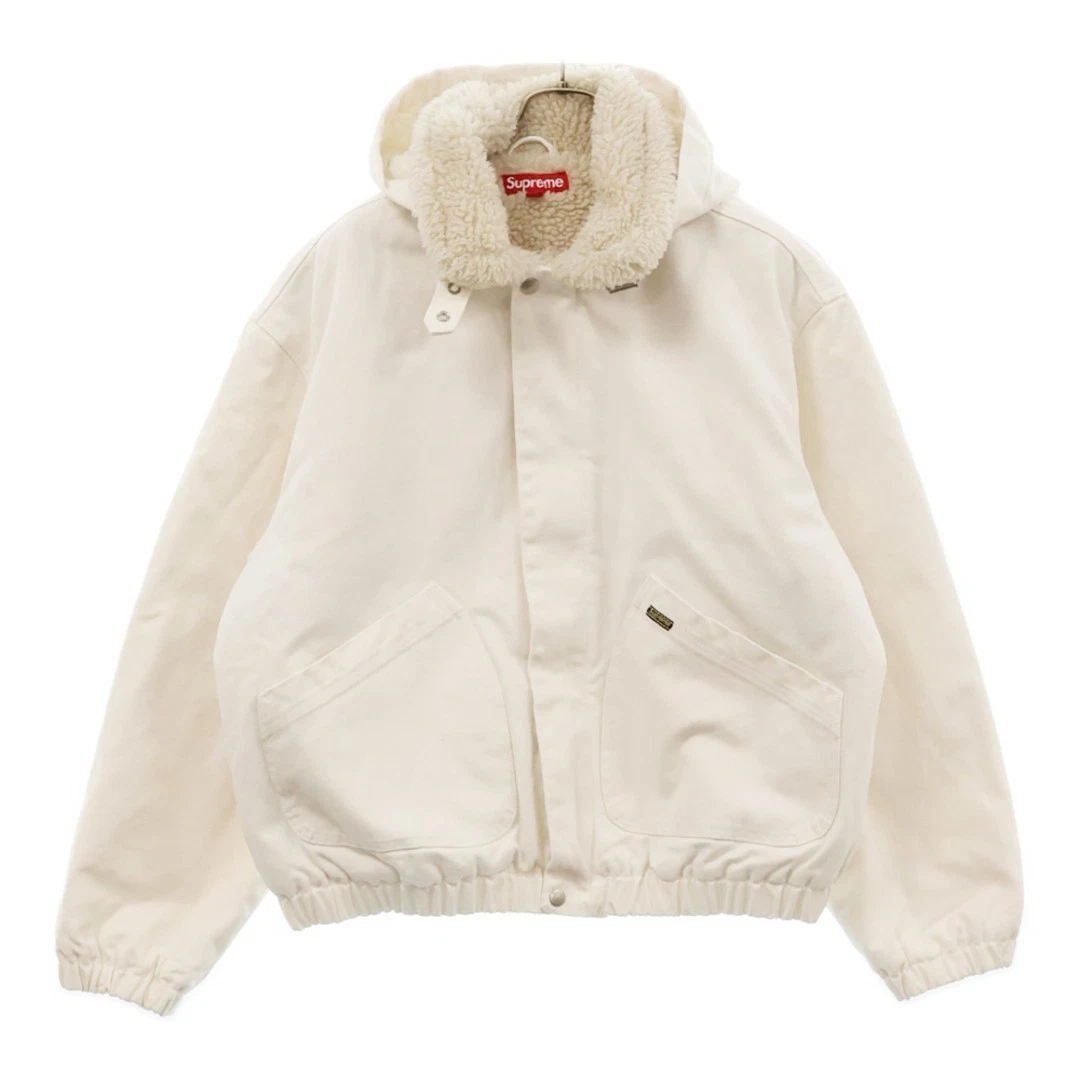 Veste bomber doublée fausse peau de mouton SUPREME 24AW renard à capuche blanc d'occasion 58cb600e94