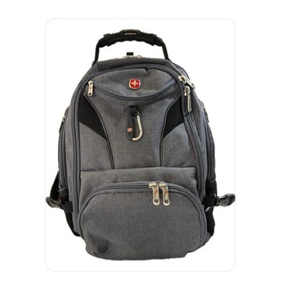 SwissGear ScanSmart Laptop Backpack Gray Travel Business School Bag Heathered