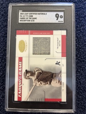 TY COBB 2003 Leaf Fabric Of The Game - Game Worn Pants 4/25 - SGC 9 Mint