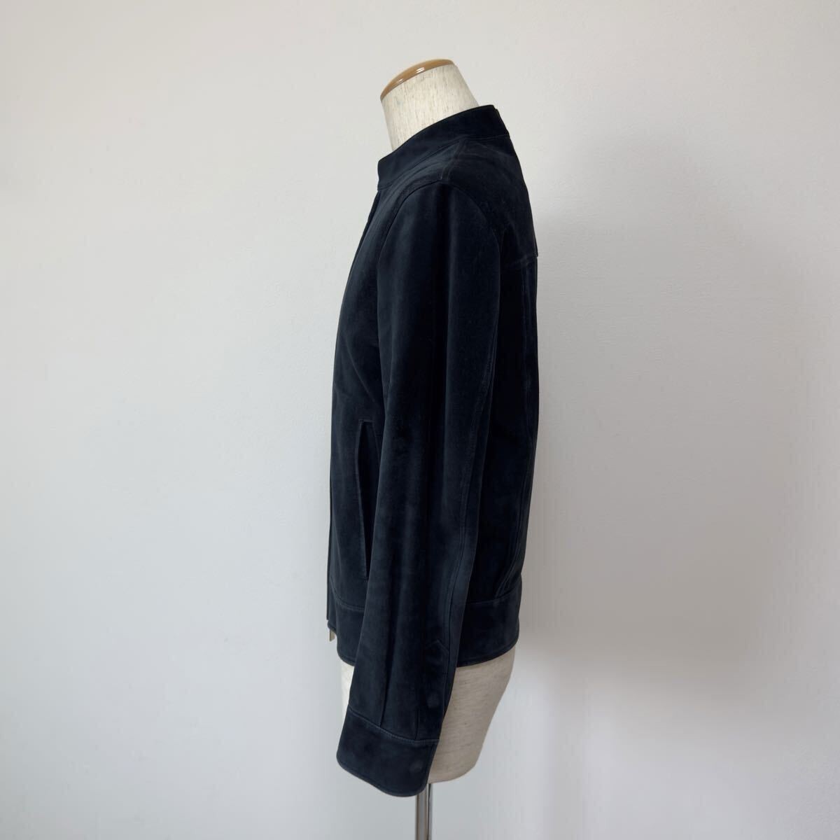 Berluti Custom Suede Leather Single Rider Jacket Dark Navy Size 46 Excellent image 4