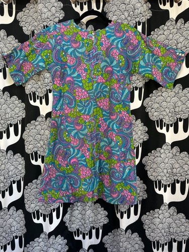 VINTAGE 1960's Dress Psychedelic Floral Print Retro Costume Party Women Size XS - Picture 10 of 15