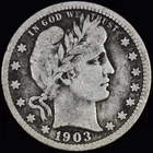 1903 BARBER QUARTER ✪ VG VERY GOOD ✪ 25C SILVER COIN 48R ◢TRUSTED◣
