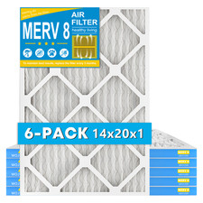 14x20x1 Pleated Air Filters, Replacement for HVAC AC Furnace MERV 8 6 Pack