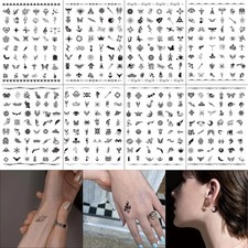 Small Temporary Tattoos for Adult Women Men 380 styles 8 Sheets Fake Finger...