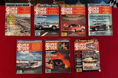 LOT OF 7 VINTAGE 1976-77 SUPER STOCK  And DRAG RACING MAGAZINE. GREAT PHOTOS.