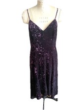 NWOT Vince Camuto Crushed Velvet Purple Spaghetti Strap Dress Size 14