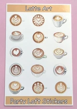 Latte Art Sticker Sheet Glossy Vinyl 3.75" x 5.75" Journals, Scrapbooking, Craft