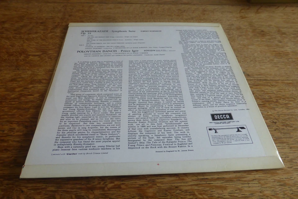 Rimsky Korsakov Scheherazade Ansermet UK Decca WBG ED1 Stereo SXL 2268 1D/1D LP - Image 4 of 4