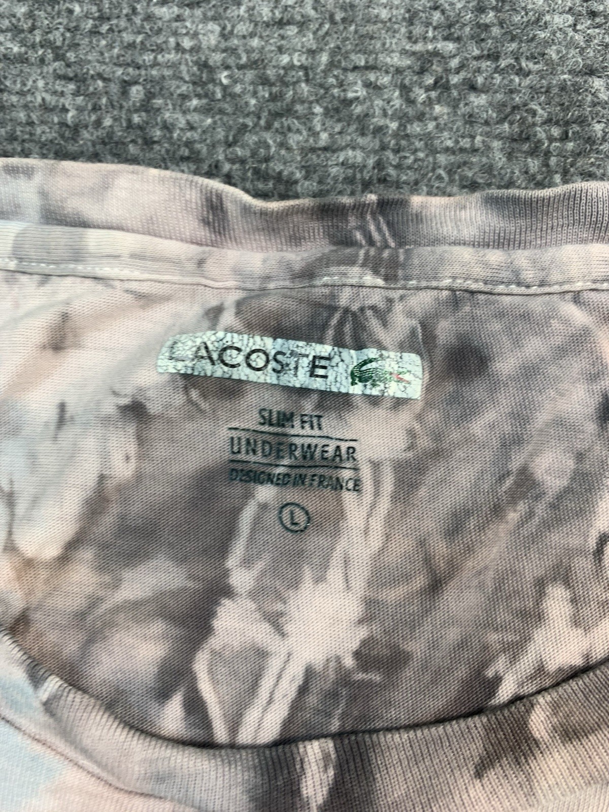 Lacoste Sleepwear Shirt Womens Large Pink Tye Dye Logo Short Sleeve Crew Neck thumbnail 8