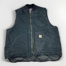 Carhartt Duck Insulated Rib Collar Vest Men's Sz 2XL Distressed Black EUC READ!!
