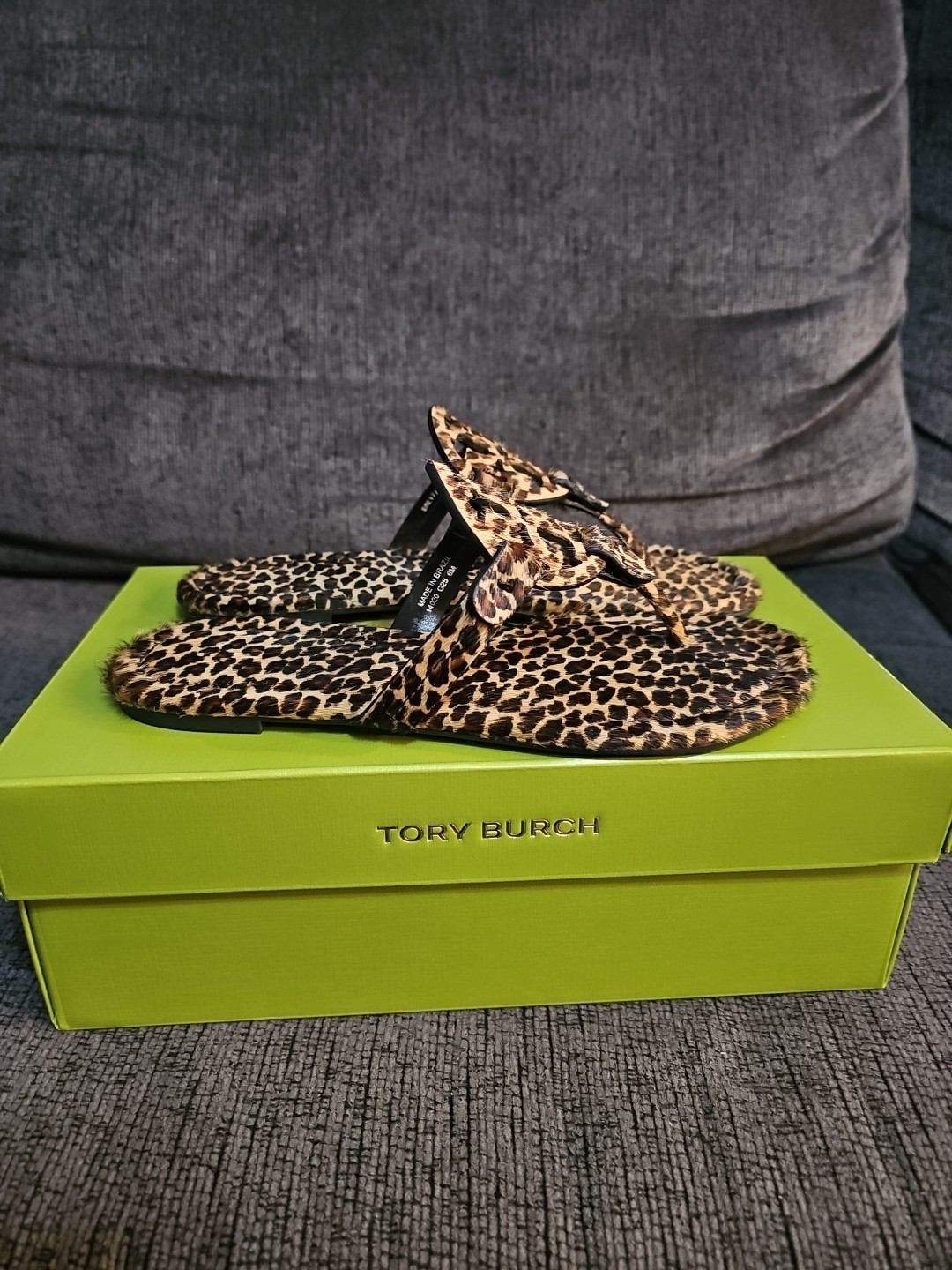 Tory Burch Women's Miller Printed Hair Calf Sandal Size 9 Leopard 178106