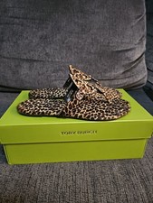 Tory Burch Women's Miller Printed Hair Calf Sandal Size 9 Leopard 178106