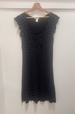 H&M Mama Maternity Nursing Navy Blue Polka Dot Dress Small S