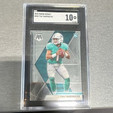 Panini 2020 Mosaic Tua Tagovailoa Rookie Card #203 SGC 10 Dolphins. rookie card picture