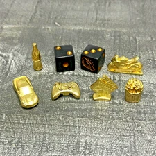 6 Monopoly Empire Board Game Replacement Pieces GOLD Metal Movers Tokens