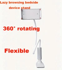 360° Rotating Tablet/Phone Stand Flexible Arm Lazy Browsing Holder White