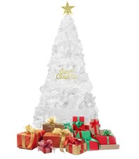 PLKO 6FT White Artificial Christmas Tree with Metal Stand