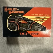 HARLEY DAVIDSON MOTORCYCLE Limited Edit Playing Cards Tin 1903-1950 -2 Decks NEW