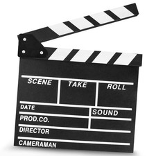 KISEER 12"x11" Movie Film Clap Board Wooden 11"W x 12"H, Black and White