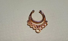 Septum Clip-On Fake Nose Ring Rose Gold Non-Piercing Gem Hanger Hoop Jewelry B-1
